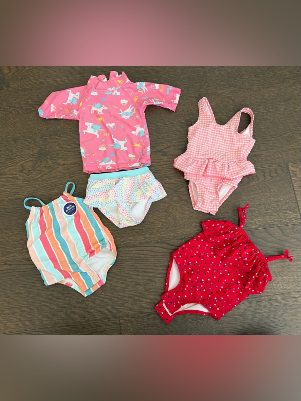 Girls Mixed Swimwear Set - Pink, Red, Stripe, Gingham & Unicorn Prints